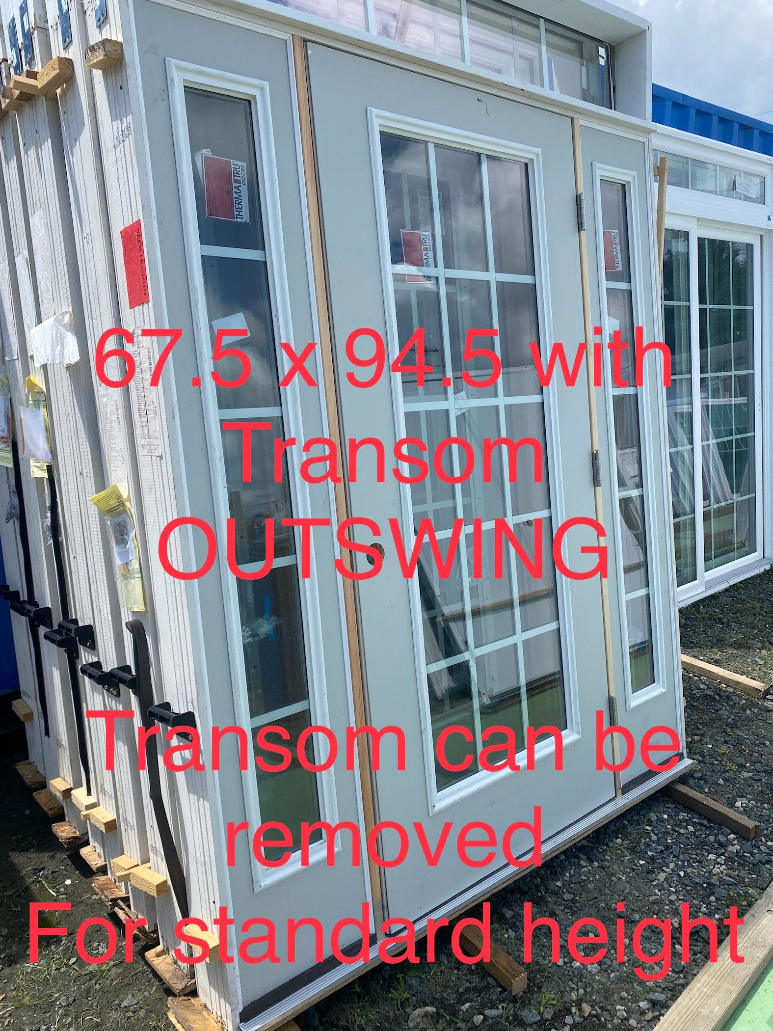 67.5 wide Out-swing Entry Door w/ sidelights and transom. Transom can ...